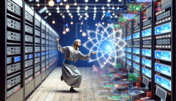 the intersection of AI and contemporary performance art and the new forms of creativity that are generated by the combination of performance art and AI. photo realistic with tech, monitors, circuit boards, performance artist on stage