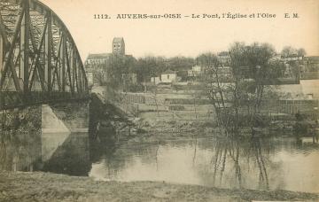 2-x-cpa-95-auvers-sur-oise-le-pont-et-l-eglise